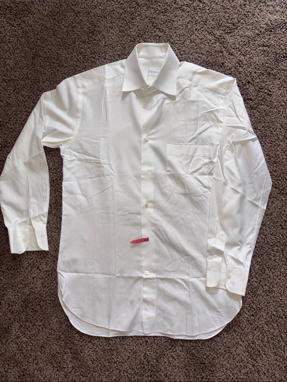 Ermenegildo Zegna White Mens Dress Shirt - Point Collar